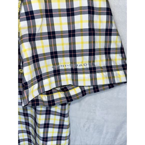 Columbia Super Bahama Plaid Fishing Shirt Short Sleeve Button Front Mens XL Blue - Picture 6 of 12